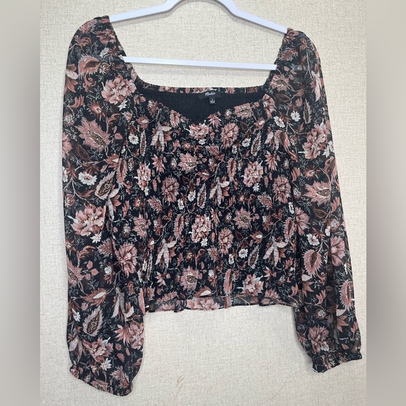Madewell Lucie Smocked Top in Floral Size L - Picture 3 of 5